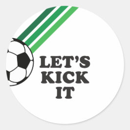 Fotboll Gröna Ränder Låt Oss Sparka Det Födelsedag Runt Klistermärke