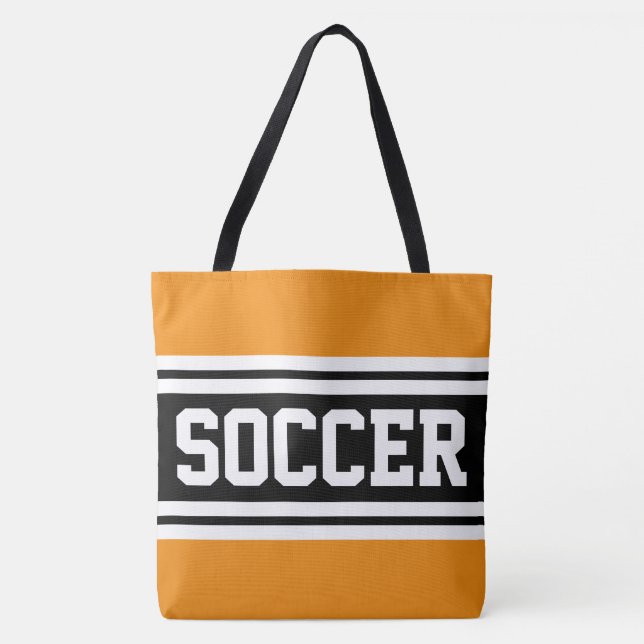 FOTBOLL Gul Orange Svart Vit Racingränder Tygkasse (Framsida)