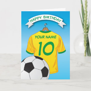Fotboll Gult Grönt Shirt Anpassningsbar Birthday Kort