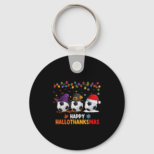 Fotboll Halloween Thanksgiving Xmas Glad Hallothan Nyckelring (Framsida)