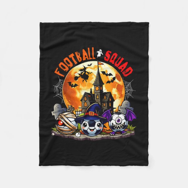 Fotboll halloween trupp tre skräckutrustning fleecefilt (Framsidan)