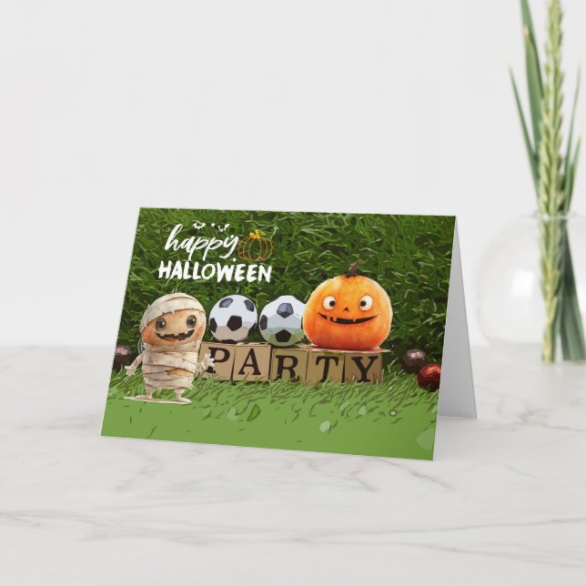 Fotboll Happy halloween med bollar Kort (Framsida)