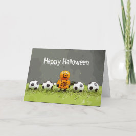 Fotboll Happy halloween med bollar på grönt gräs Kort