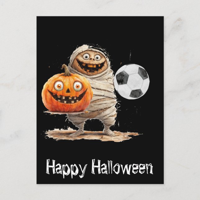 Fotboll Happy halloween med bollar Vykort (Framsida)