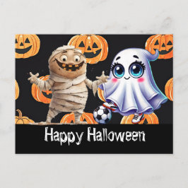 Fotboll Happy halloween med bollar Vykort
