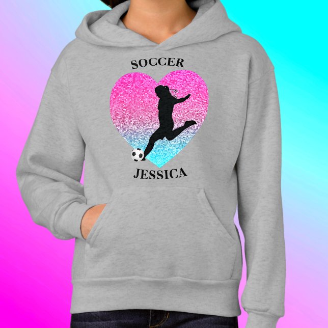 Fotboll Heart Hoodie w/ Namn T Shirt (Skapare uppladdad)