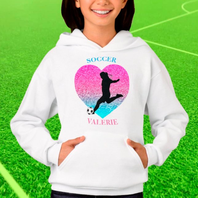 Fotboll Heart Hoodie w/ Namn T Shirt (Skapare uppladdad)