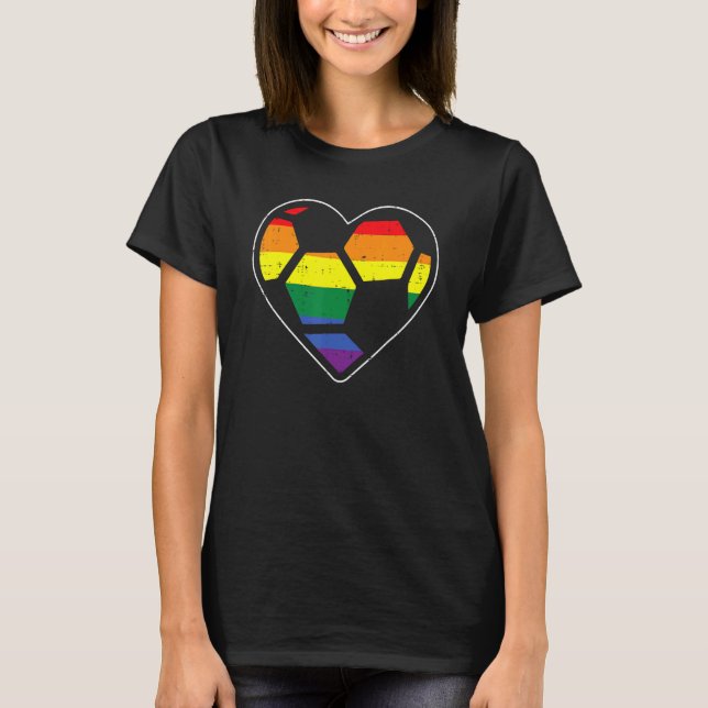 Fotboll Heart Sport Lgbtq Rainbow Gay pride Ally M T Shirt (Framsida)