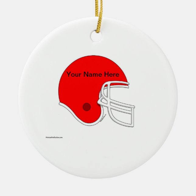 Fotboll Helmet - Röd Julgransprydnad Keramik (Framsidan)