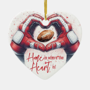 Fotboll - Hem är där Heart är Händer Julgransprydnad Keramik
