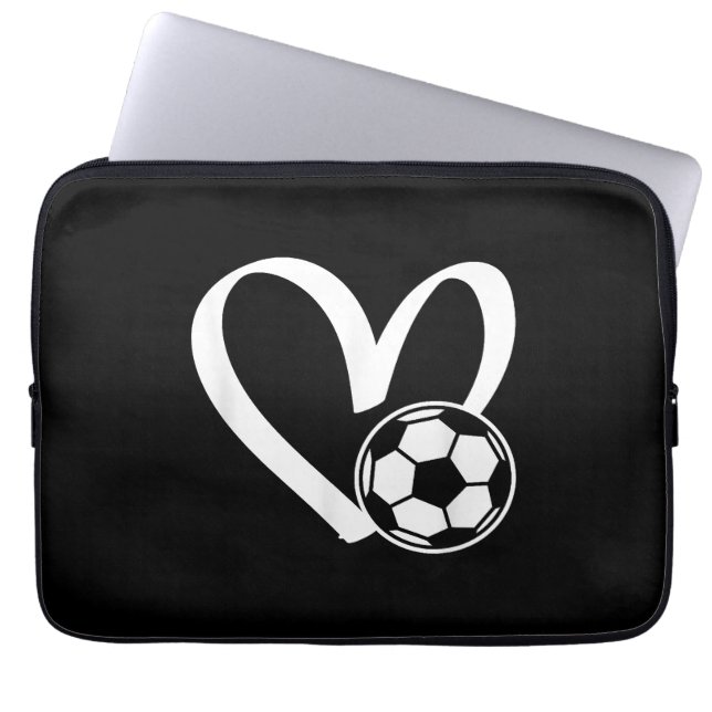 Fotboll, hjärta laptop fodral (Framsidan)