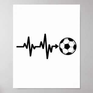Fotboll Hjärtfrekvens Fotbollspuls Design Poster