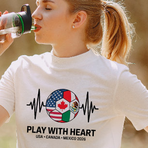 Fotboll Hjärtfrekvens USA Kanada Mexiko 2026 T Shirt