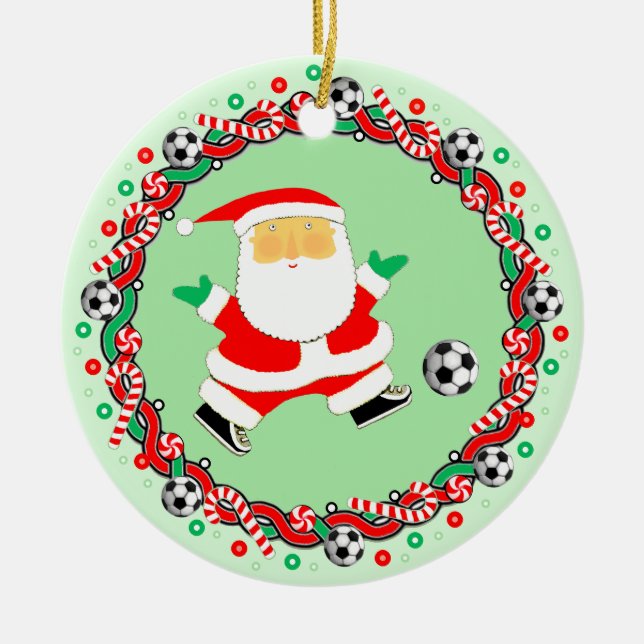 Fotboll Holiday Gift Keramisk Ornament (Framsidan)