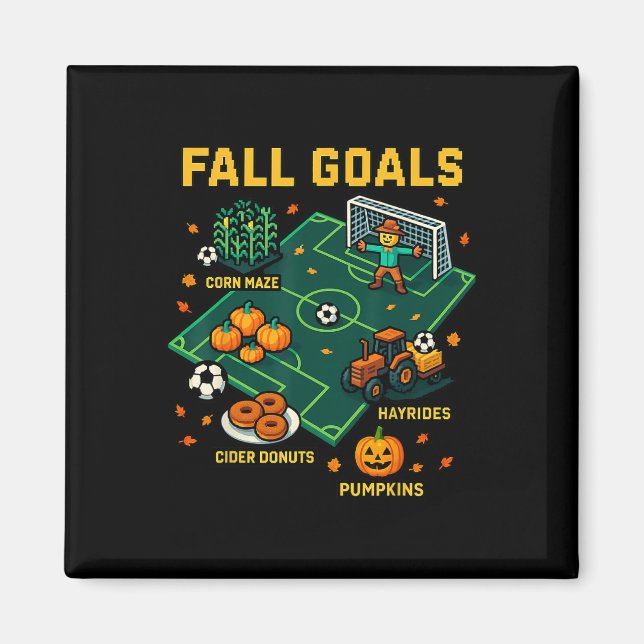 Fotboll Höstmål Kul Barn Höst Pixel TV-spel Magnet (Framsidan)