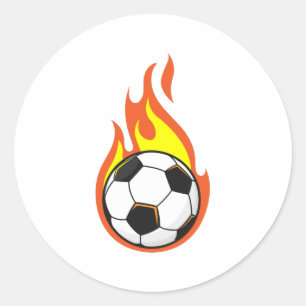 Fotboll i brand runt klistermärke