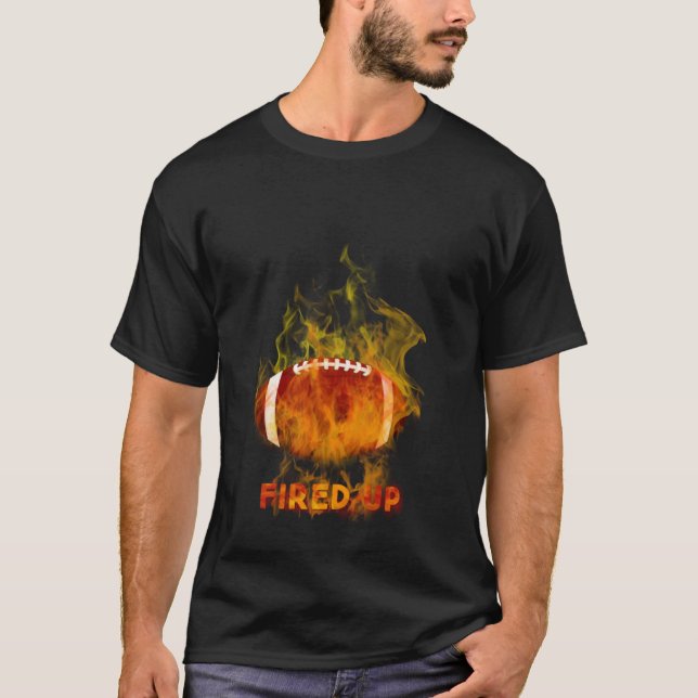 Fotboll i flamma som är upphuggna t shirt (Framsida)