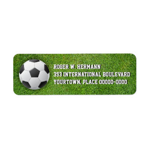 Fotboll i Grass Returadress Etikett