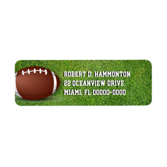 Fotboll i Grass Returadress Etikett (Framsidan)