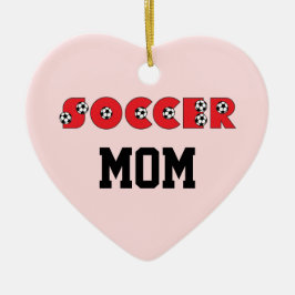 Fotboll i rött julgransprydnad keramik