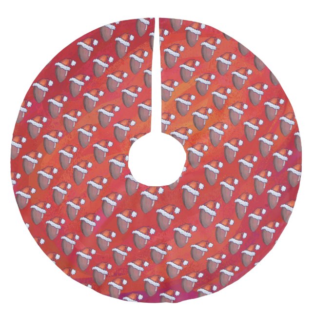 Fotboll i Santa Hat på Red Julgransmatta Borstad Polyester (Framsidan)