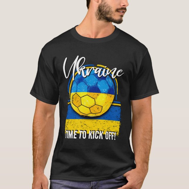 Fotboll i Ukraina Flagga, Retro Soccer Sport T Shirt (Framsida)