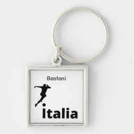 Fotboll, Italien, anpassade Fyrkantig Silverfärgad Nyckelring