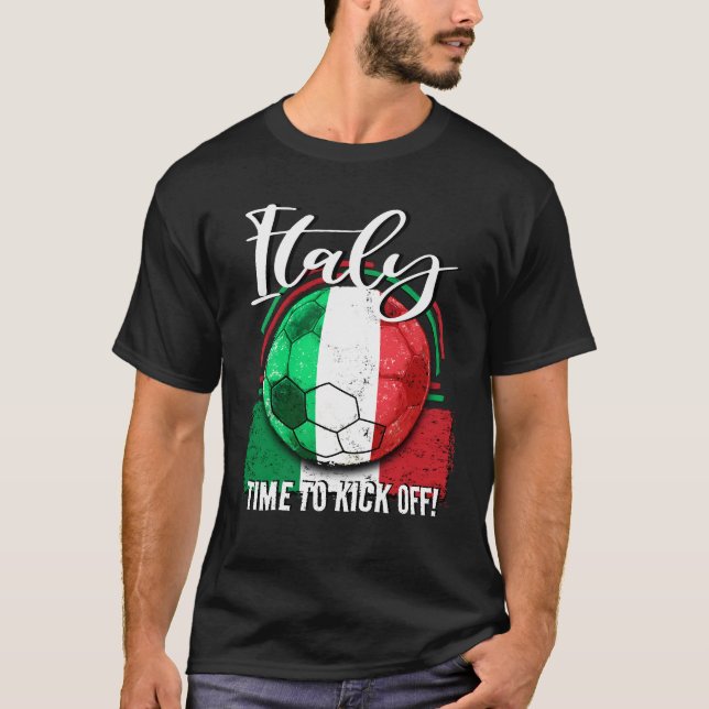 Fotboll, Italien, Flagga, fotboll T Shirt (Framsida)
