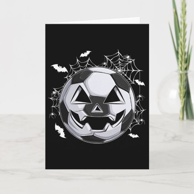 Fotboll Jack O Lantern Pumpa Ansikte Halloween Kos Kort (Framsida)