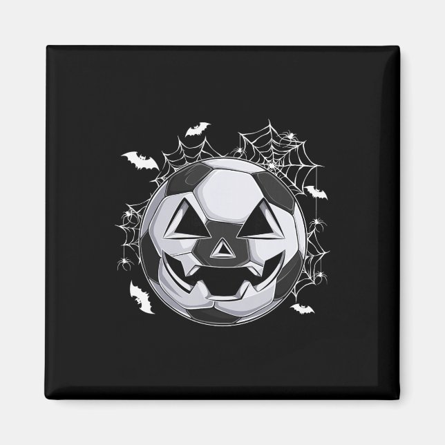 Fotboll Jack O Lantern Pumpa Ansikte Halloween Kos Magnet (Framsidan)