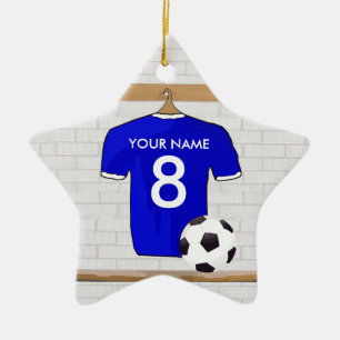 Fotboll Jersey för fotboll för personligblåttvi Julgransprydnad Keramik
