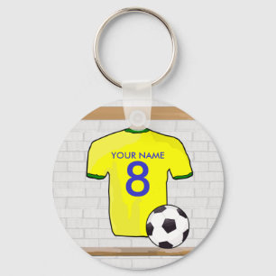 Fotboll Jersey för fotboll för personliggultgrö Nyckelring