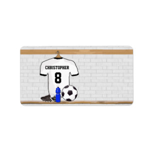 Fotboll Jersey för fotboll för personligvitsvart Adressetikett