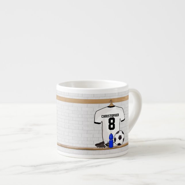 Fotboll Jersey för fotboll för personligvitsvart Espressomugg (Framsida höger)