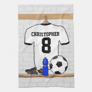 Fotboll Jersey för fotboll för personligvitsvart Kökshandduk