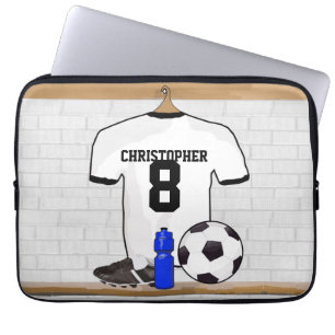 Fotboll Jersey för fotboll för personligvitsvart Laptop Sleeve