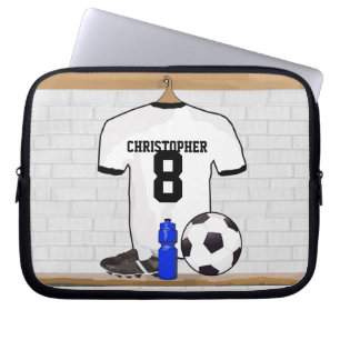 Fotboll Jersey för fotboll för personligvitsvart Laptop Sleeve