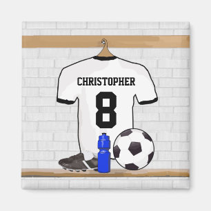 Fotboll Jersey för fotboll för personligvitsvart Magnet