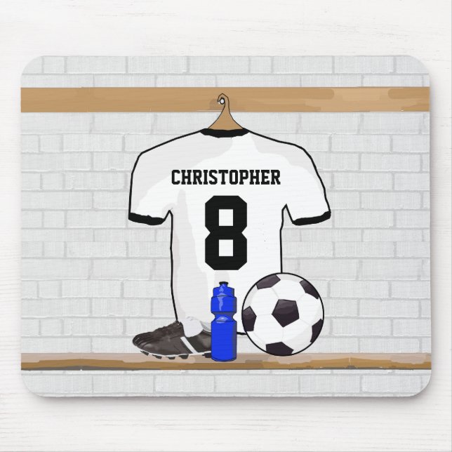 Fotboll Jersey för fotboll för personligvitsvart Musmatta (Framsidan)
