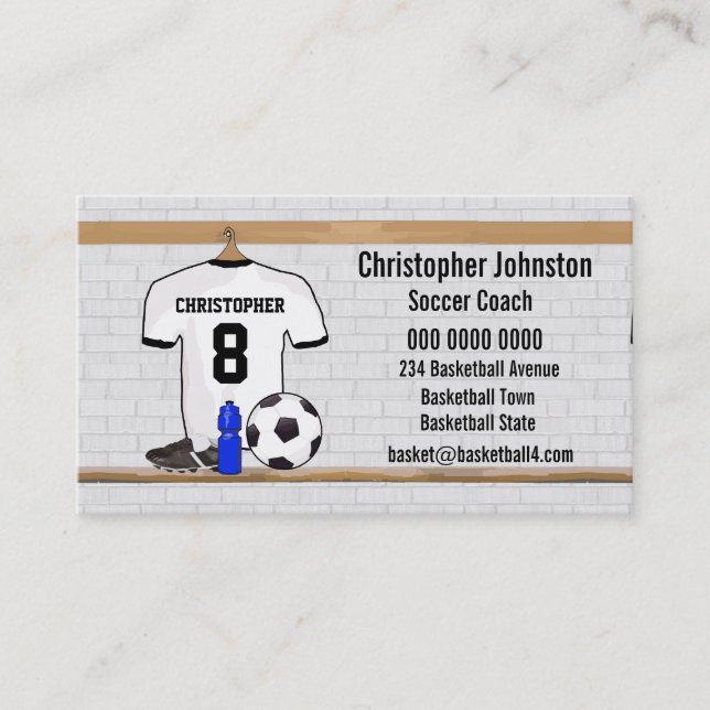 Fotboll Jersey för fotboll för personligvitsvart Visitkort (Framsida)