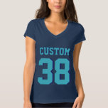 Fotboll Jersey för sportar för marin- & Tröja<br><div class="desc">Jersey för fotboll för sportar för marin- & turkosvuxen | design •,  Kvinna Jersey T-tröja</div>
