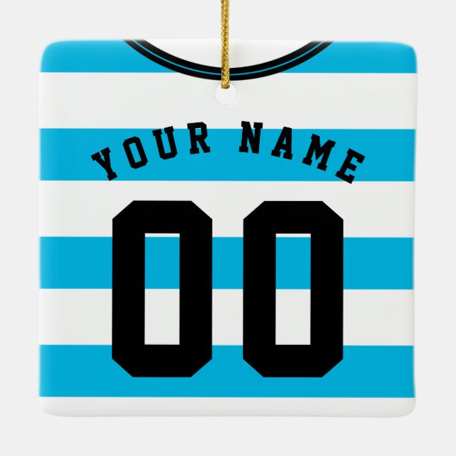Fotboll Jersey-mall Ornament, blå Julgransprydnad Keramik (Baksida)