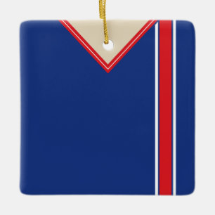 Fotboll Jersey-mall Ornament, blå röd Julgransprydnad Keramik