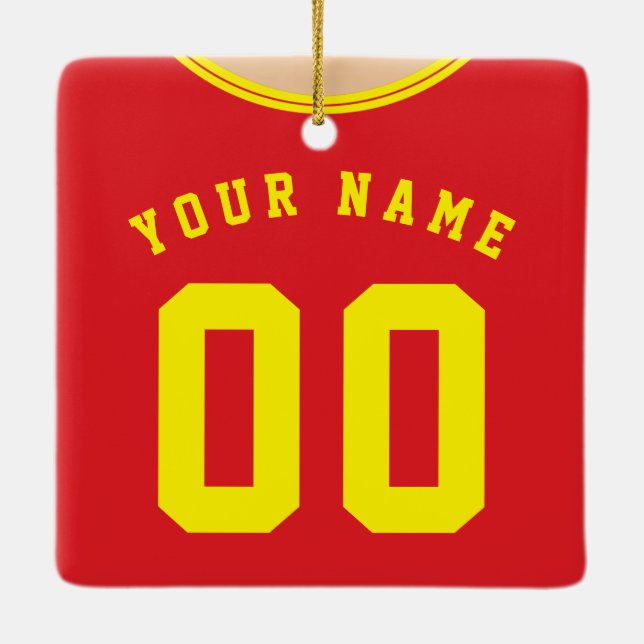 Fotboll Jersey-mall Ornament, Rand Julgransprydnad Keramik (Baksida)