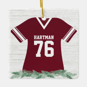 Fotboll Jersey Maroon och White med Photo Julgransprydnad Keramik