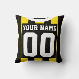 Fotboll Jersey Namn & Number Black & Gult Kudde