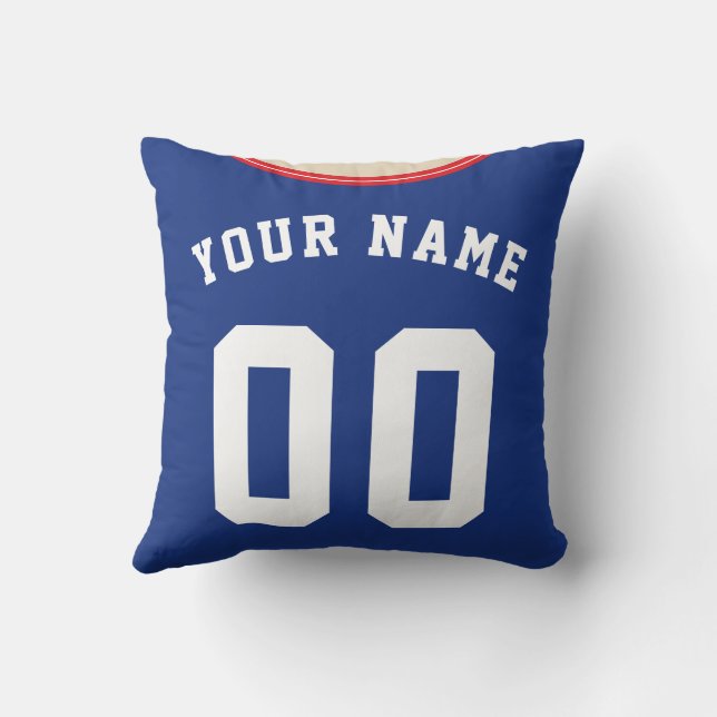 Fotboll Jersey Template Blue Side Rand Kudde (Baksida)