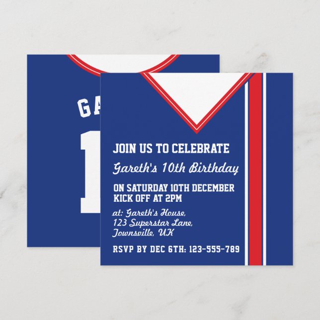 Fotboll Jersey Thned Party Inbjudan mall (Fram/baksida)