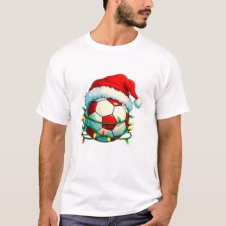 Fotboll Julbelysning Tomte T Shirt
