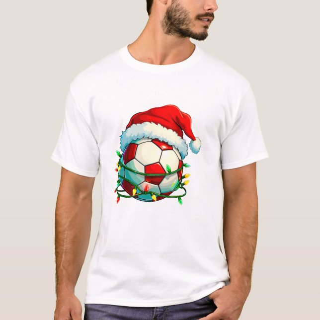 Fotboll Julbelysning Tomte T Shirt (Framsida)